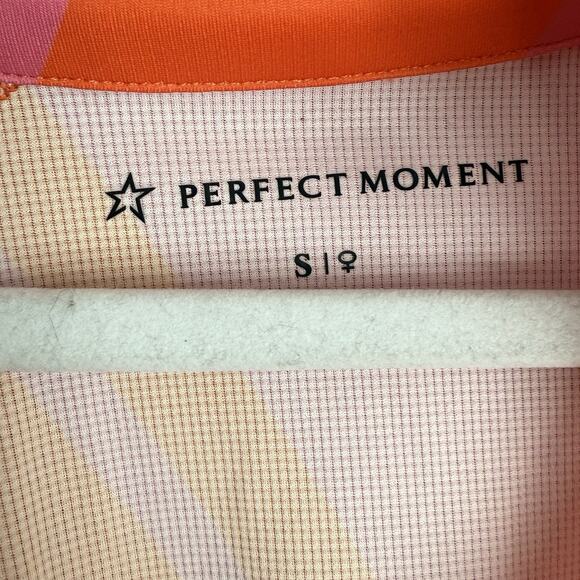Perfect Moment Thermal Half Zip Pink and Orange Chevron Print Size S - Picture 7 of 12